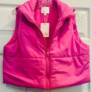 New GB Cropped Fusion Pink Puffer Vest in L
